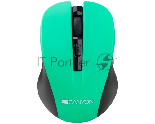 Мышь беспроводная Canyon MW-1 зеленый, 1200 dpi, радиоканал, USB, кнопки - 4