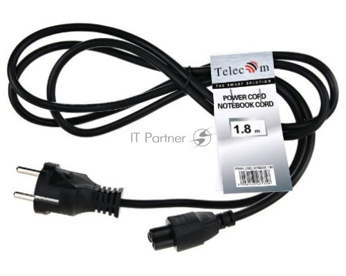 Кабель питания для ноутбуков 1.8m, 3-pin, с заземлением, 220V (Европейский стандарт) Telecom