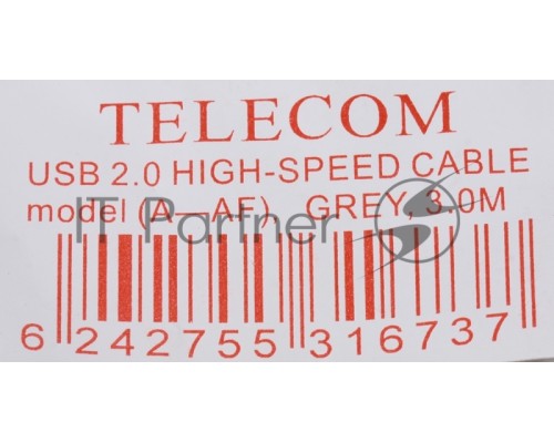 Кабель удлинительный TELECOM (TC6936-3MO-GY) USB2.0 <Am-->Af> 3,0 м 6926123461891
