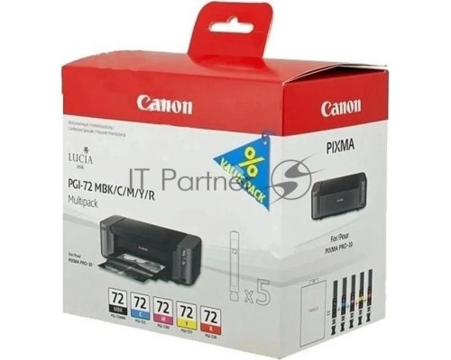 Картридж CANON PGI-72 MBK/C/M/Y/R MULTIPACK (1640 стр. 13 мл) для CANON PRO-10