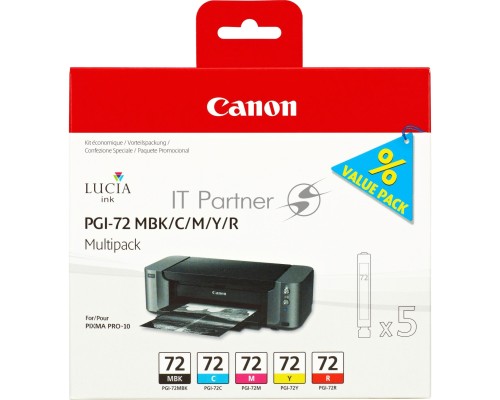 Картридж CANON PGI-72 MBK/C/M/Y/R MULTIPACK (1640 стр. 13 мл) для CANON PRO-10