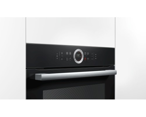 Встраиваемая электрическая духовка Bosch  59.5x59.5x54.8 см, 71л, дисплей, 10 режимов, EcoClean, телескоп. на 1 уровне, 3 стекла, черный