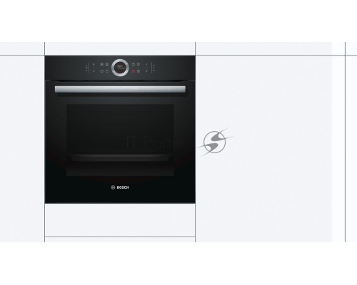 Встраиваемая электрическая духовка Bosch  59.5x59.5x54.8 см, 71л, дисплей, 10 режимов, EcoClean, телескоп. на 1 уровне, 3 стекла, черный