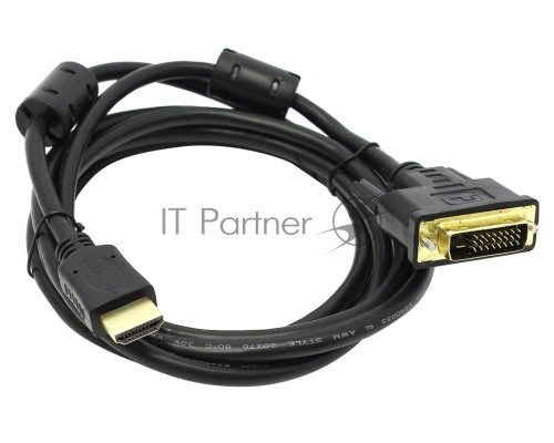 Кабель HDMI / DVI 5bites Кабель 5bites APC-073-030 HDMI M /  DVI M (24+1) double link, зол.разъемы, ферр.кольца, 3м.
