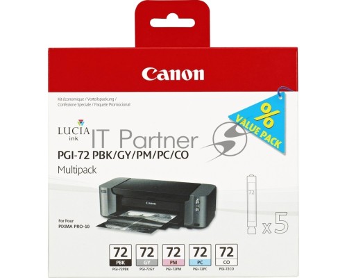 Картридж CANON PGI-72 PBK/GY/PM/PC/CO Multi Pack (510 стр. 5 шт по 14 мл) для Canon PIXMA PRO-10, PRO-10S