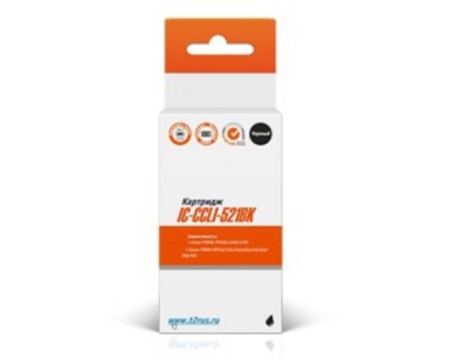 [Расходные материалы] T2 CLI-521BK (IC-CCLI-521BK) Картридж для Canon MP540/620/630/980/PIXMA iP4700, черный, с чипом