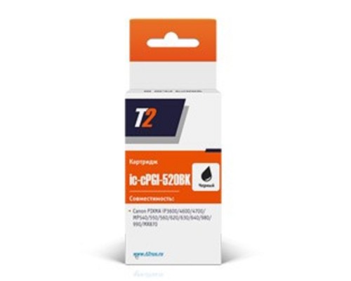 [Расходные материалы] T2 PGI-520BK (IC-CPGI-520BK) Картридж для PIXMA iP3600/4600, черный, с чипом