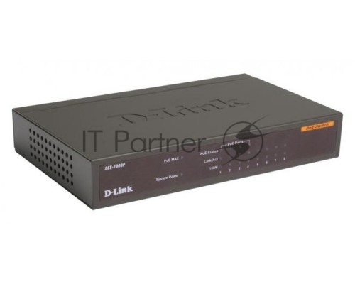 Сетевое оборудование D-Link DES-1008P/C1A Коммутатор 8 портовый 10/100, 4 порта c поддержкой PoE 802.3af