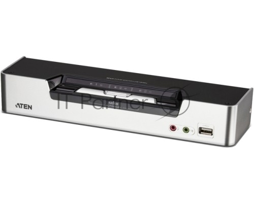 Переключатель, электрон., KVM+Audio+USB 2.0,  1 user USB+2xDVI =)  2 cpu USB+4xDVI, со шнурами USB/DVI Dual Link 2х1.8м.+DVI Dual Link 2х1.8м., 2560x1600, настол., исп.спец.шнуры, без OSD, некаскад, 2-PORT USB 2.0 DVI DUAL VIEW KVMP SWITCH