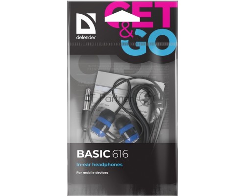 Наушники Defender Basic-616 Black/blue кабель 1,1 м