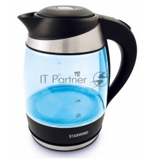 Чайник электрический Starwind SKG2218 1.8л. 2200Вт голубой/черный (корпус: стекло)       