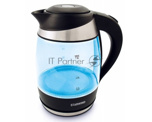 Чайник электрический Starwind SKG2218 1.8л. 2200Вт голубой/черный (корпус: стекло)       