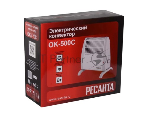 Конвектор Ресанта ОК-500С белый, 500 Вт, 10 м2, термостат
