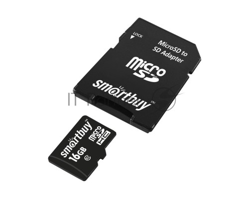 Карта памяти MicroSDHC (Transflash) 16Gb Smart Buy (Class 10)+SDадаптер