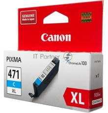 Картридж Canon CLI-471C XL (0347C001), голубой повышенной емкости, 11 мл, до 680 стр. A4, для Pixma iP7240/ MG5440/MG5740/MG6340/MG6840/MG7740/ TS5040/TS6040/TS8040/TS9040 (CLI-471XLC / CLI-471XL C)