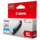 Картридж Canon CLI-471C XL (0347C001), голубой повышенной емкости, 11 мл, до 680 стр. A4, для Pixma iP7240/ MG5440/MG5740/MG6340/MG6840/MG7740/ TS5040/TS6040/TS8040/TS9040 (CLI-471XLC / CLI-471XL C)