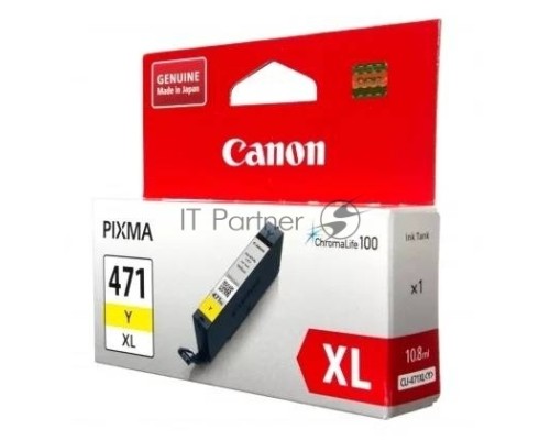 Картридж Canon CLI-471Y XL (CLI-471XLY / CLI-471XL Y) (0349C001) желтый повышенной емкости (11 мл, до 680 стр.) CANON для Pixma iP7240/ MG5440/MG5740/MG6340/MG6840/MG7740/ TS5040/TS6040/TS8040/TS9040