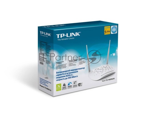 Сетевое оборудование TP-Link SOHO TD-W8961N(RU) 300 Мбит/с, 2T2R, ADSL2/ADSL+, Annex A, 4 порта 100 Мбит/с