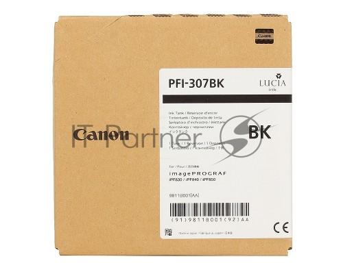 Картридж CANON PFI-307 BK Black (330 мл) для Canon imagePROGRAF iPF830, iPF840, iPF850