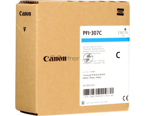 Картридж CANON PFI-307 C Cyan (330 мл) для Canon imagePROGRAF iPF830, iPF840, iPF850
