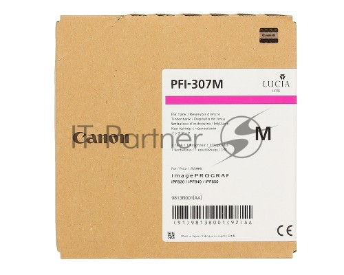 Картридж CANON PFI-307 M Magenta (330 мл) для Canon imagePROGRAF iPF830, iPF840, iPF850