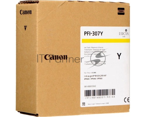 Картридж CANON PFI-307 Y Yellow (330 мл) для Canon imagePROGRAF iPF830, iPF840, iPF850