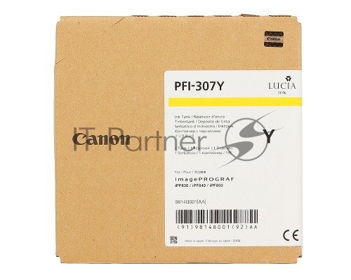 Картридж CANON PFI-307 Y Yellow (330 мл) для Canon imagePROGRAF iPF830, iPF840, iPF850
