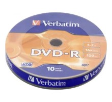 43729 Диски DVD-R Verbatim 4.7Gb 16-х, 10шт. Shrink
