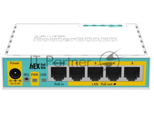 Маршрутизатор MikroTik RB750UPr2 hEX PoE lite 5x Ethernet, раздача PoE, 650 МГц ЦП, 64 МБ 5-портовый 100-Мбитный маршрутизатор с поддержкой PoE на 4-х портах