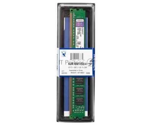 Модуль памяти Kingston DIMM DDR3 4Gb 1600MHz KVR16N11S8/4 RTL PC3-12800 CL11 240-pin 1.5В
