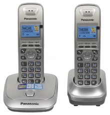 Panasonic KX-TG2512RUN (платиновый/золотой) {Доп трубка в комплекте,АОН, Caller ID,спикерфон на трубке,полифония}
