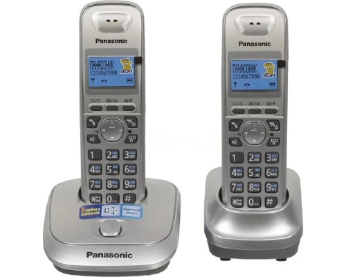 [Телефон] Panasonic KX-TG2512RUN (платиновый/золотой) {Доп трубка в комплекте,АОН, Caller ID,спикерфон на трубке,полифония}