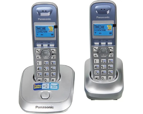 [Телефон] Panasonic KX-TG2512RUS (серебристый) {Доп трубка в комплекте,АОН, Caller ID,спикерфон на трубке,полифония}
