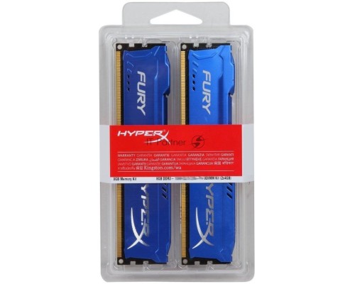 Модуль памяти Kingston DIMM DDR3 8GB (PC3-10600) 1333MHz Kit (2 x 4GB)  HX313C9FK2/8 HyperX FURY Blu Series CL9
