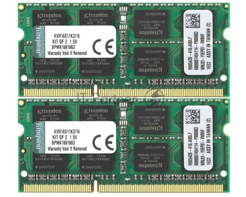 Модуль памяти Kingston SO-DIMM DDR3 16GB 1600MHz  Non-ECC CL11  (Kit of 2)