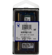 Модуль памяти Kingston SO-DIMM DDR3 8Gb 1600MHz  KVR16S11/8 RTL PC3-12800 CL11  204-pin 1.5В