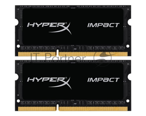 Модуль памяти Kingston DDR3 SODIMM 8GB Kit 2x4Gb HX316LS9IBK2/8 {PC3-12800, 1600MHz, 1.35V, HyperX Impact Black Series}