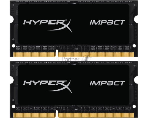 Модуль памяти Kingston DDR3 SODIMM 8GB Kit 2x4Gb HX316LS9IBK2/8 {PC3-12800, 1600MHz, 1.35V, HyperX Impact Black Series}