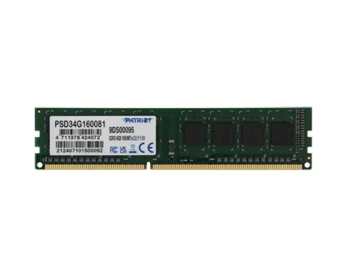 [Модуль памяти] Patriot DDR3 DIMM 4GB (PC3-12800) 1600MHz PSD34G160081