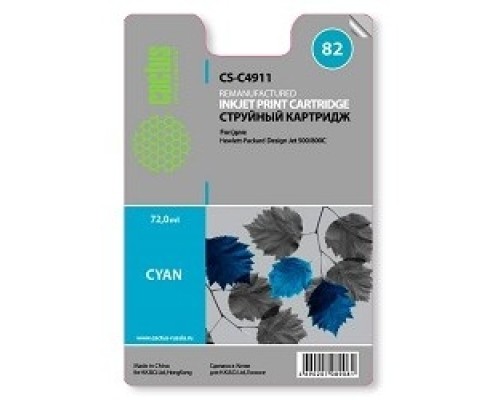 [расходные материалы] Cactus C4911 Картридж (CS-C4911) № 82 (голубой) для принтеров Design Jet 500/800C
