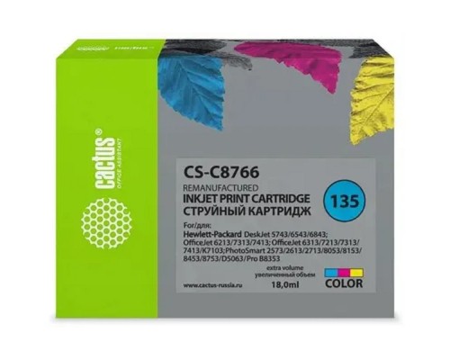 [расходные материалы] CACTUS C8766HE Картридж (CS-C8766) №135  (трехцветный) для DeskJet 5743/6543/6843,6213/7313/7413