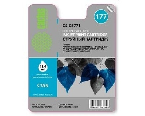 [расходные материалы] CACTUS C8771 Картридж струйный Cactus CS-C8771 голубой для №177 HP PhotoSmart 3213/3313/8253/C5183/C6183 (11,4ml)