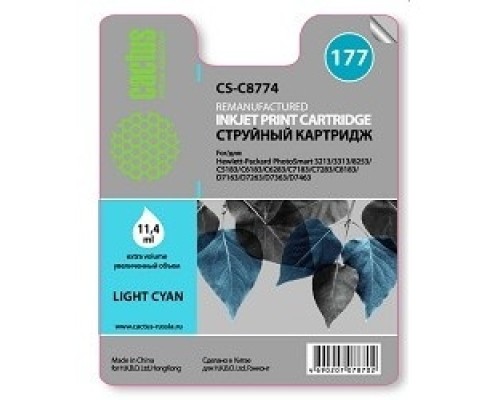 [расходные материалы] CACTUS C8774 Картридж струйный CS-C8774 светло-голубой для №177 HP PhotoSmart 3213/3313/8253/C5183/C6183 (11,4ml)