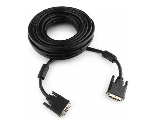 [кабели] Кабель DVI-D dual link Gembird, 10м, 25M/25M, экран, феррит.кольца, пакет, черный [CC-DVI2-BK-10M]