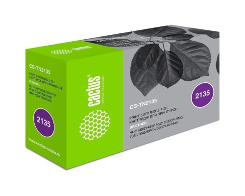 [расходные материалы] Cactus TN-2135 Тонер-картридж CS-TN2135 для принтеров Brother HL-2140/2150/2170, DCP-7030, черный, 1500 стр.