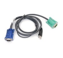 ATEN 2L-5202U Кабель KVM  USB(тип А Male)+HDB15(Male) <->  SPHD15(Male) 1,8м., черный.