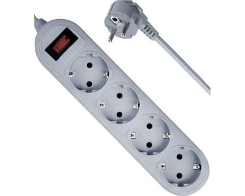[Сетевые фильтры] Defender Фильтр ES Lite, 1.8м, 4 розетки, серый [99487]