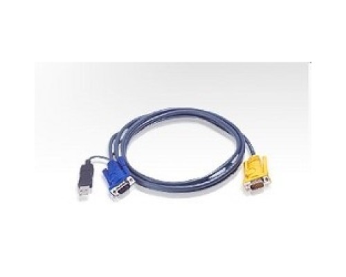 [Переключатель] ATEN 2L-5203UP Кабель KVM  USB(Kлав+мышь)(Male)+HDB15(Male) <-> SPHD15(Male-2xMale) 3,0м., тонкий, черный.