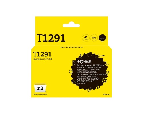 [Расходные материалы] T2 C13T12914010 Картридж (IC-ET1291) для  EPSON Stylus SX420W/SX425W/SX525WD/Office B42WD/BX305F/BX320FW/BX625FWD черный с чипом