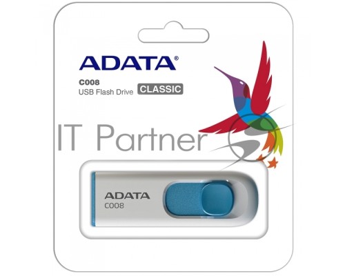 Флеш диск AData 16Gb C008 AC008-16G-RWE USB2.0 белый